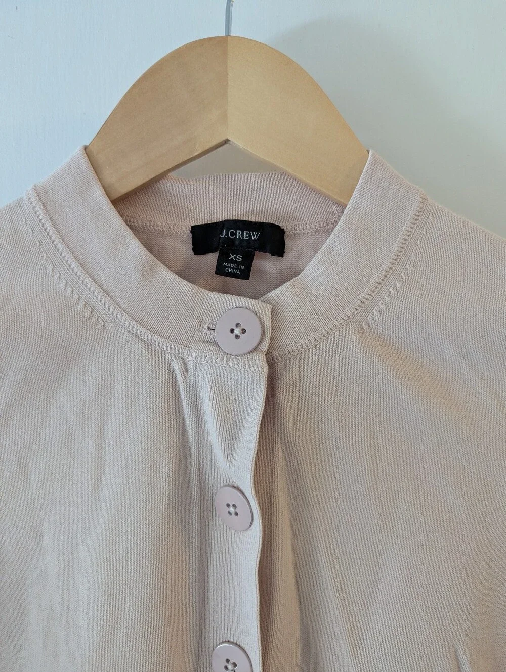 J.Crew Cardigan Sweater In Cotton Crepe, Shell Pink, XS